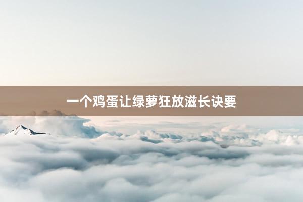 一个鸡蛋让绿萝狂放滋长诀要